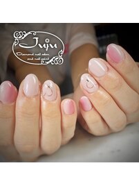 桃ネイル　オフィスネイル