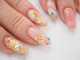 押し花×手描きミックスフラワー