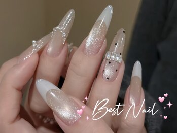 ベストネイル 横浜店(Best Nail)の写真/長さだし指輪感ネイルとマグネットで大人上品に。フリンチネイルで楽しむ/フィルイン/ワンホン/横浜/ミラー