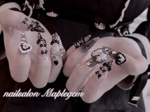 メイプルジェム(Maplegem)/黒×ピンクネイル