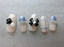 ネイリシャス(NAILICIOUS)/キラキラ&リボン&ローズネイル