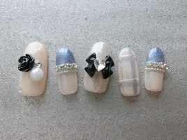 キラキラ&リボン&ローズネイル