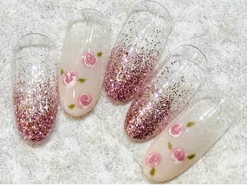 チェリーズネイル(Cherrys Nail)/春ネイル 薔薇ネイル