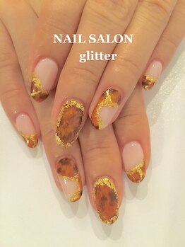 ネイルサロン グリッター(NAIL SALON glitter)/べっ甲ゴージャスネイル