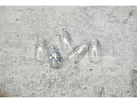 シルバーラメグラ×押し花