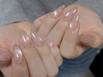 ルネネイル(Lune nail)/ピンクマグネット・長さだし