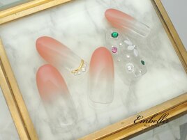 (1177)リーフホロ花柄ネイル