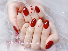 エンジェルネイルサロン(Angel nail salon)/ボルドーX手書きハート
