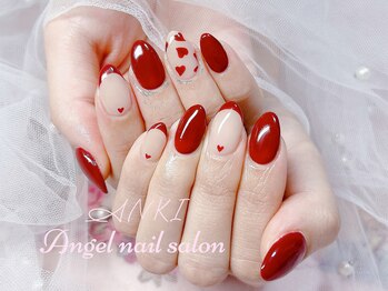 エンジェルネイルサロン(Angel nail salon)/ボルドーX手書きハート