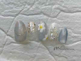 #お花ネイル　#マグネットネイル