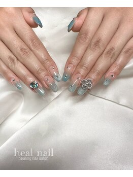 ヒールネイル(heal nail)/blue×マグgradation×キラキラ