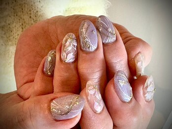 ヌル ネイル 堀江(NURU NAIL HORIE)/大人フラワーニュアンスネイル☆