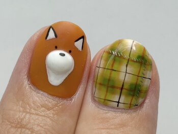 カラ ネイル 中津店(calla nail)の写真/【唯一無二のゆるかわ手書きネイル★】持ち込みOK!愛犬ネイル、落書きネイル、季節感×ほっこりアート多数!
