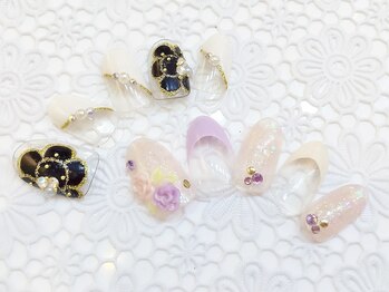 ネイルコレクション ピンク(Nail Collection Pink)/ジェル定額9990/3D手描き花