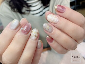 アクロネイル アンド アイ(ACRO NAIL&EYE)/チェック&リボンネイル