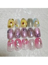 ミスズーネイル(misuzoo.nail)/ひまわり　パープル　お花
