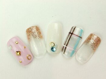 ライトネイルズ イバラキ(light nails IBARAKI)/クリアなチェックネイル