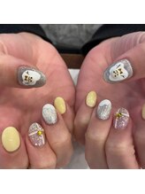 ハーティーネイル hearty nail 溝の口店/雪だるま/冬/イエロー/ラメ