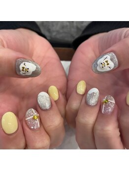 ハーティーネイル hearty nail 溝の口店/雪だるま/冬/イエロー/ラメ