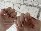 Hand【 Black × dot nail 】
