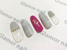 グラマーネイル(Glamor nail)/マットカラー×チェック