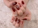 赤のかわいいハートネイル☆