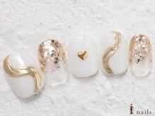 アイネイルズ 横浜WEST店(I-nails)/白×ゴールドネイル8480円
