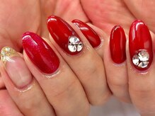 キャンアイドレッシー 新小岩店/赤ネイル☆ビジューネイル