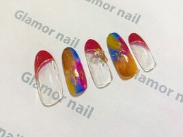 ぼかしネイル×斜めフレンチ