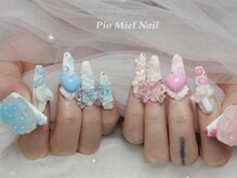 ピオミエルネイル 新宿(pio miel nail)/ピンク×ブルー姫ネイル