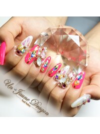 ネオンピンク☆派手ネイル