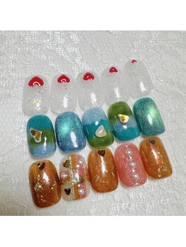 先端ハート　マーブル　チェック