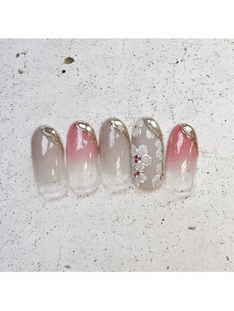 ネイルアンドまつげ リュフェール 五反田(Nail Lufaire)/フラワーミラーネイル
