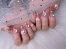 スノーネイルサロン 新宿店(Snow nail salon)/ピンクグラデ薔薇上品パール