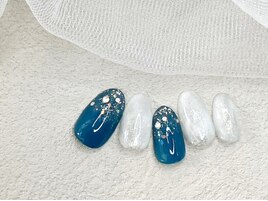 夜空ネイル/雪っぽデザイン