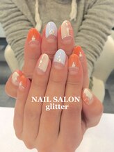 ネイルサロン グリッター(NAIL SALON glitter)/大人逆フレンチネイル