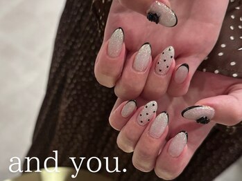 アンドユー(and you.)の写真/毎月旬のデザインを楽しめる【定額トレンドネイル】が人気♪全席個室、タブレット完備◎癒しの空間で施術★