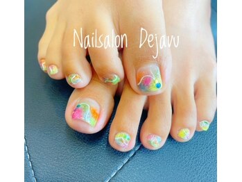 デジャヴ(Dejavu)/キラキラタイダイフットネイル
