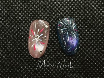 メルシー(Merci)/夜空に咲く★指先の花火ネイル