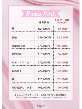 アモーラ(Amora)/ローマピンク料金表