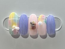 ジョアネイル(JOA Nail)/春/チェック/リボン/フレンチ