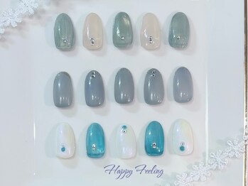 ハッピーフィーリング(Happy Feeling)の写真/オフィスにも日常にも◎デザインがかわいい！派手すぎないきれいめネイルで毎日を彩ろう♪（40文字）