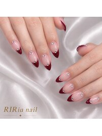 ラメボルドーフレンチネイル