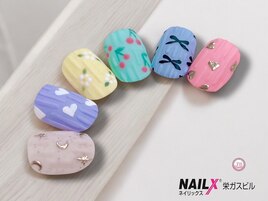 リボンネイル/秋ニュアンス