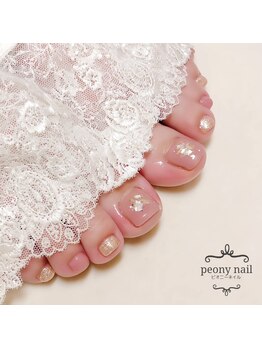 ピオニーネイル(peony nail)/ピンク＆ゴールド上品フット