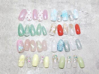 サロンドフェイス(Salon de Faith)の写真/大人気！アート込み定額コース4500円～☆シンプルデザインから流行のネイルまでお得に♪最新パーツもあり！