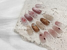 バレンタインネイル3種