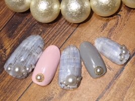 ふんわりグレーツイードネイル♪