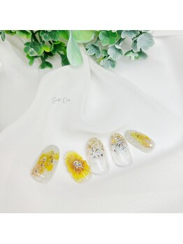スイート シエル(Suite Ciel)/ひまわりぷっくりネイル