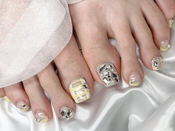 ネイルサロン ジョアアンジェ 天王寺店(joie ange)/フット　チェックネイル　夏